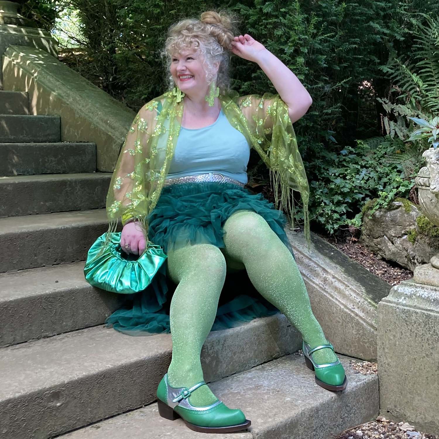 Lux Sparkle Tights - Peas - Image 6