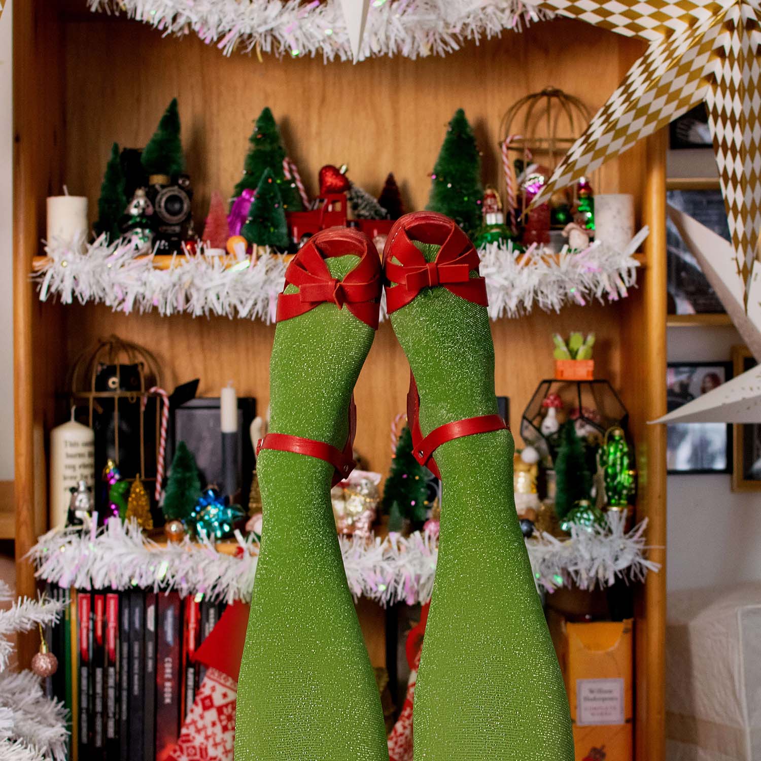 Lux Sparkle Tights - Peas - Image 8