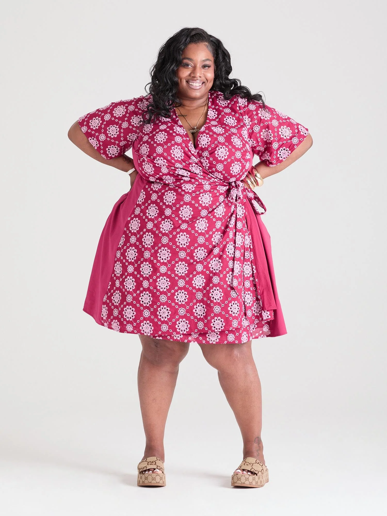 Broderie Anglaise Wrap Dress - Blood Red - Image 3
