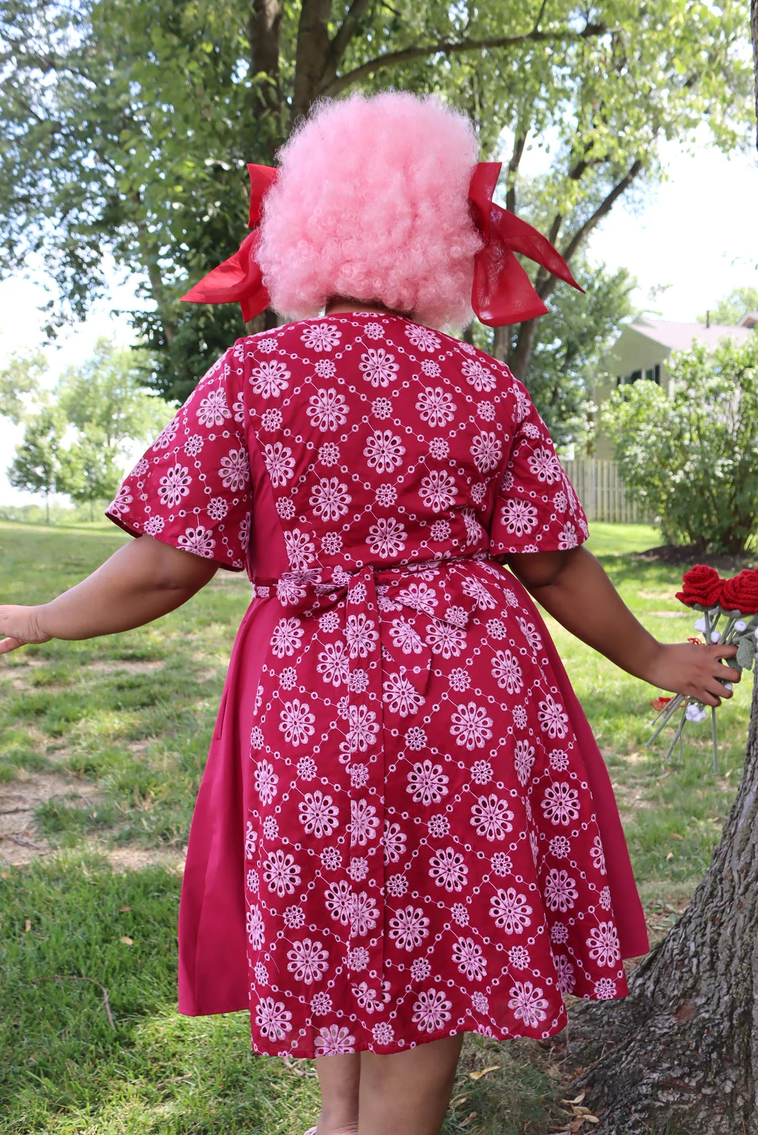 Broderie Anglaise Wrap Dress - Blood Red - Image 5