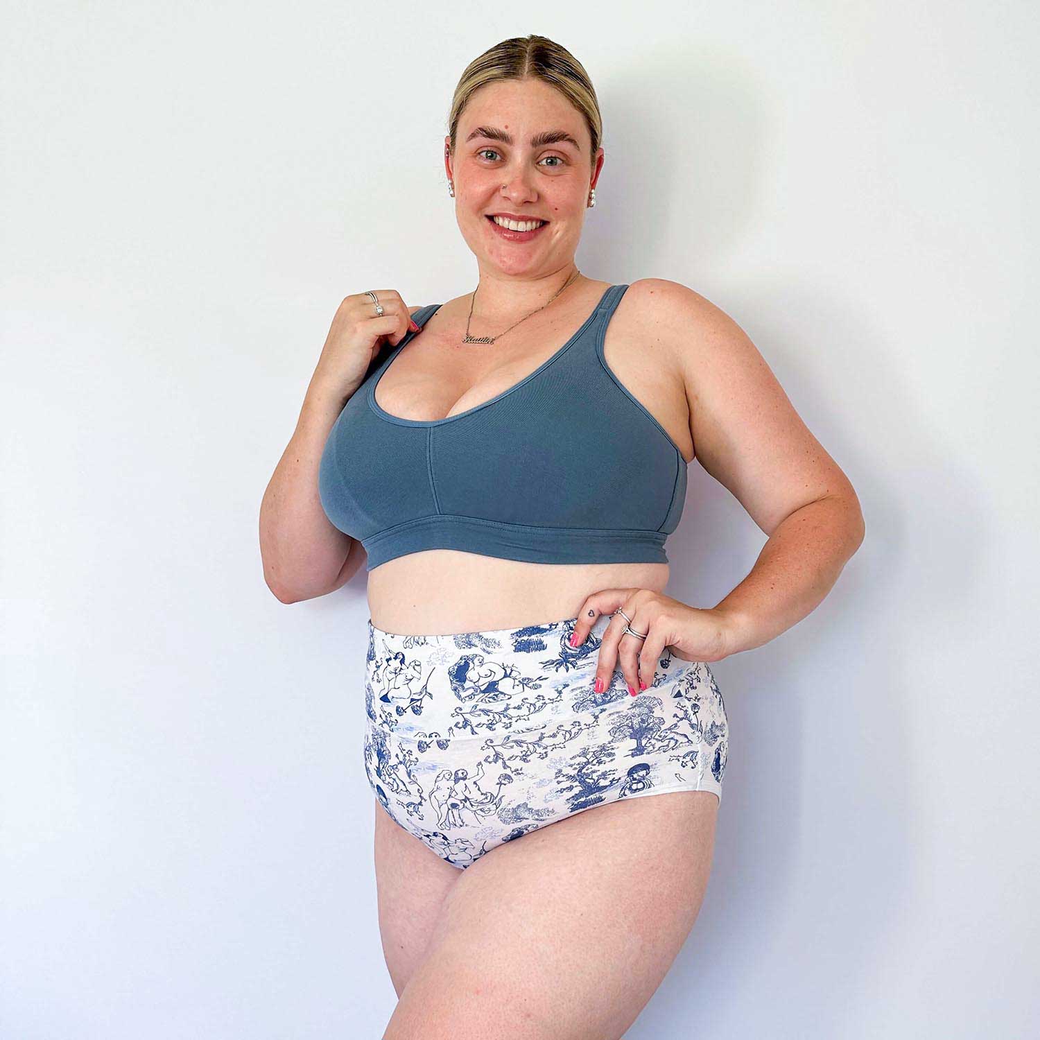 Organic Cotton Full Brief Knickers - Passion au Jardin - L'Amour Bleu - Image 2