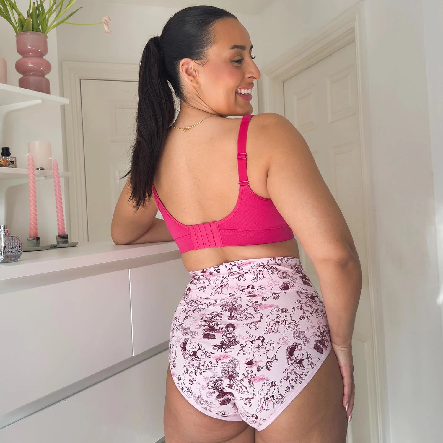Organic Cotton Full Brief Knickers - Passion au Jardin - L'Amour Rose - Image 2
