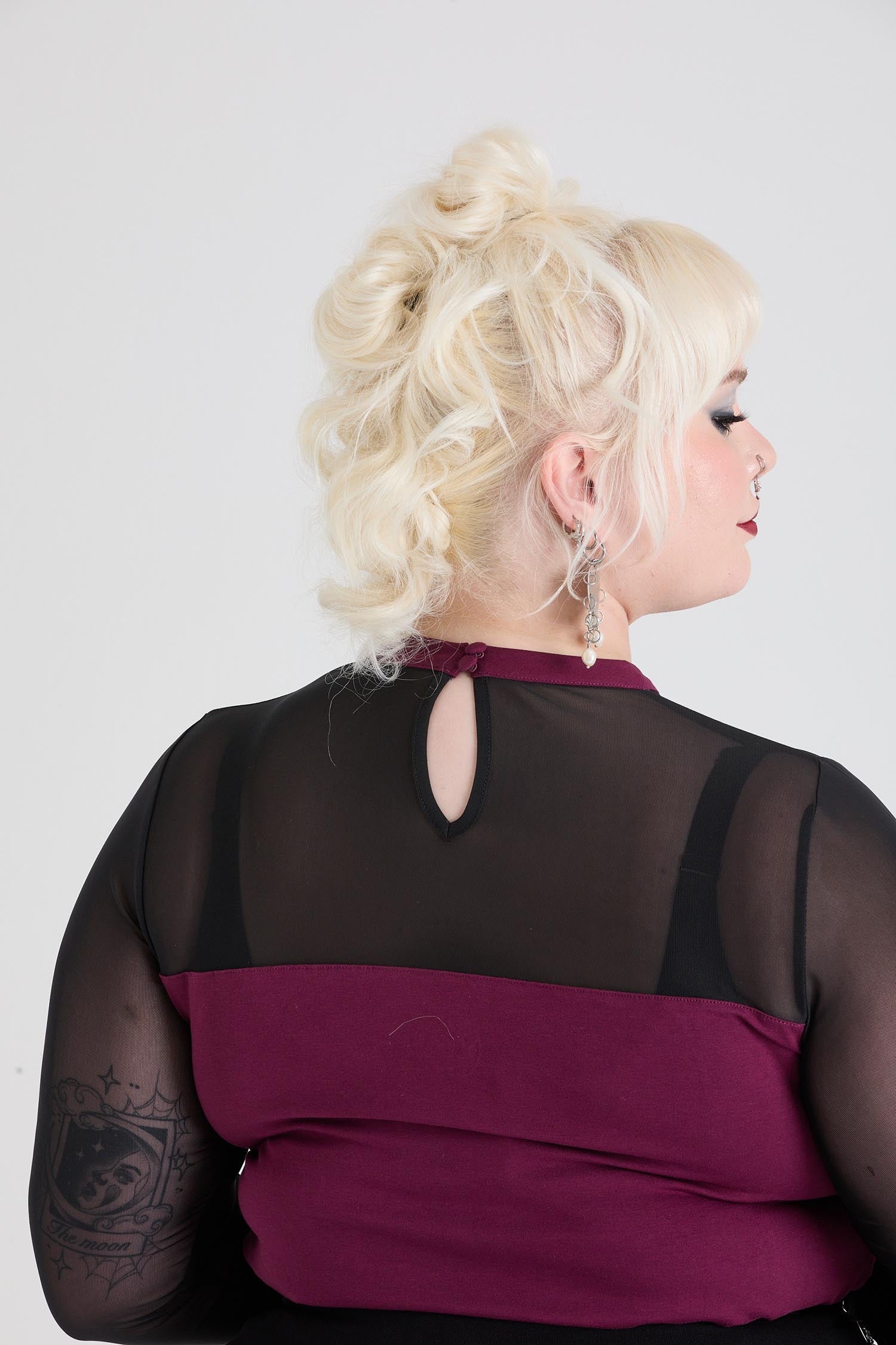 Florence Mesh Sleeve Top - Cherry - Image 7