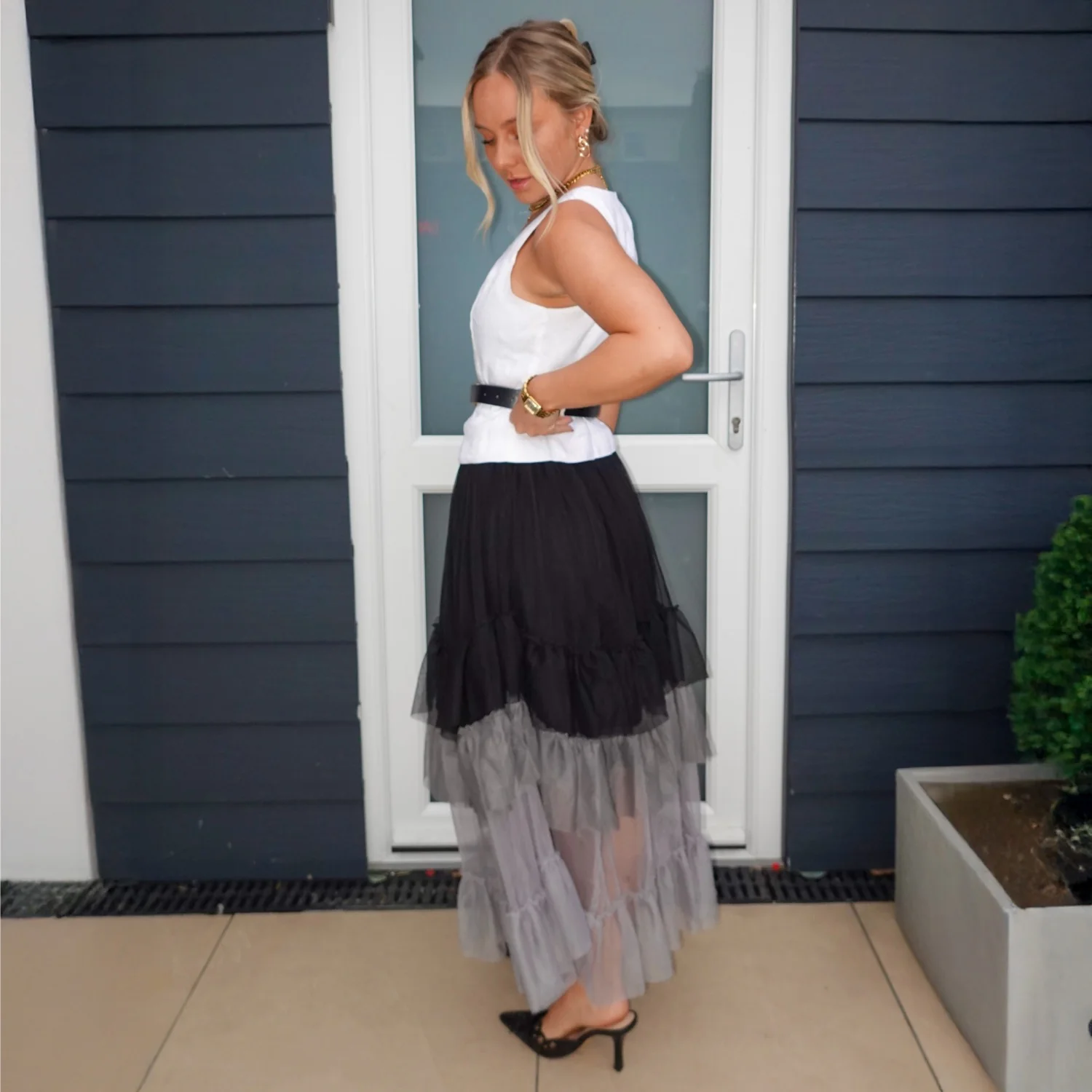 Mesh Maxi Skirt - Black Ombre - Image 13