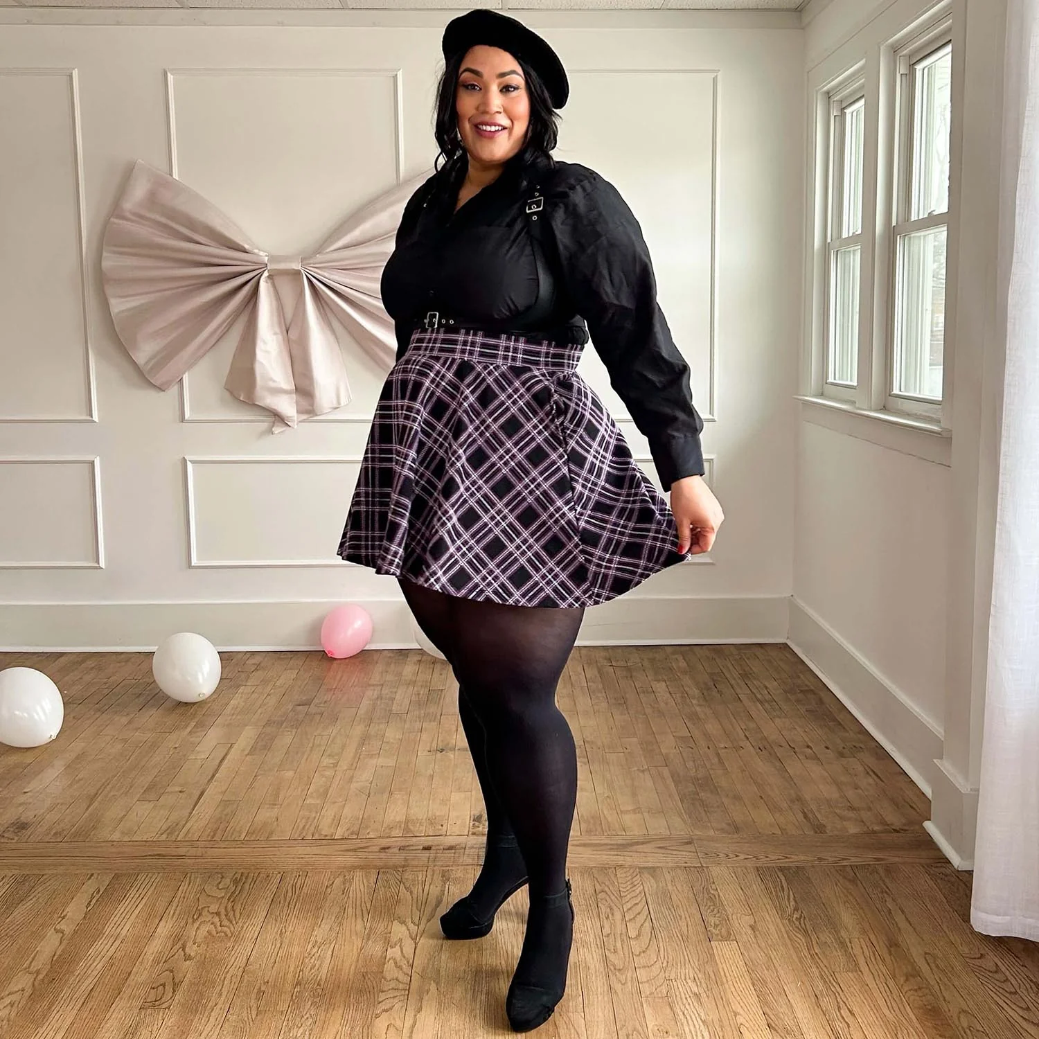 Plaid Mini-Flare Skirt - Moorland - Image 12