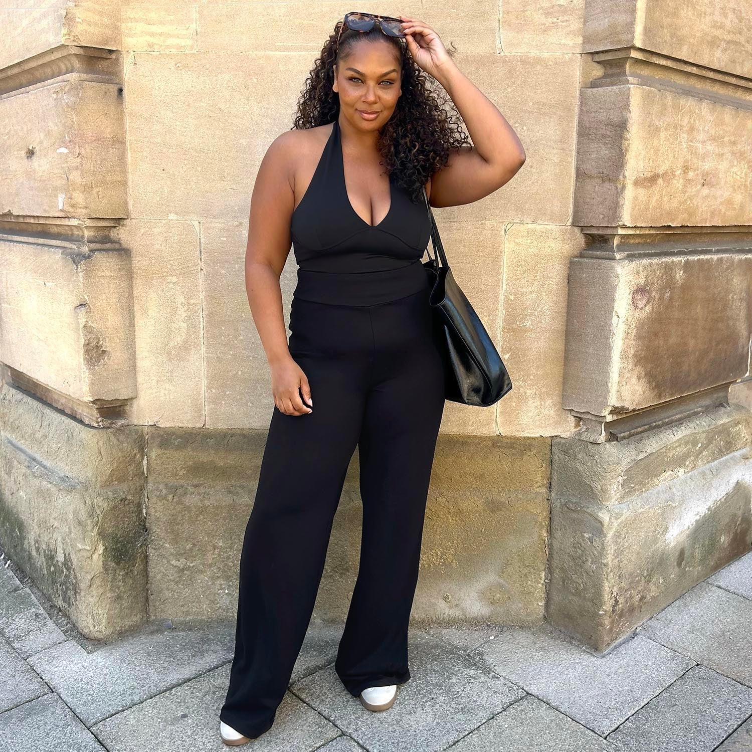 Squat-Proof Wide Leg Leggings - Black - Image 2